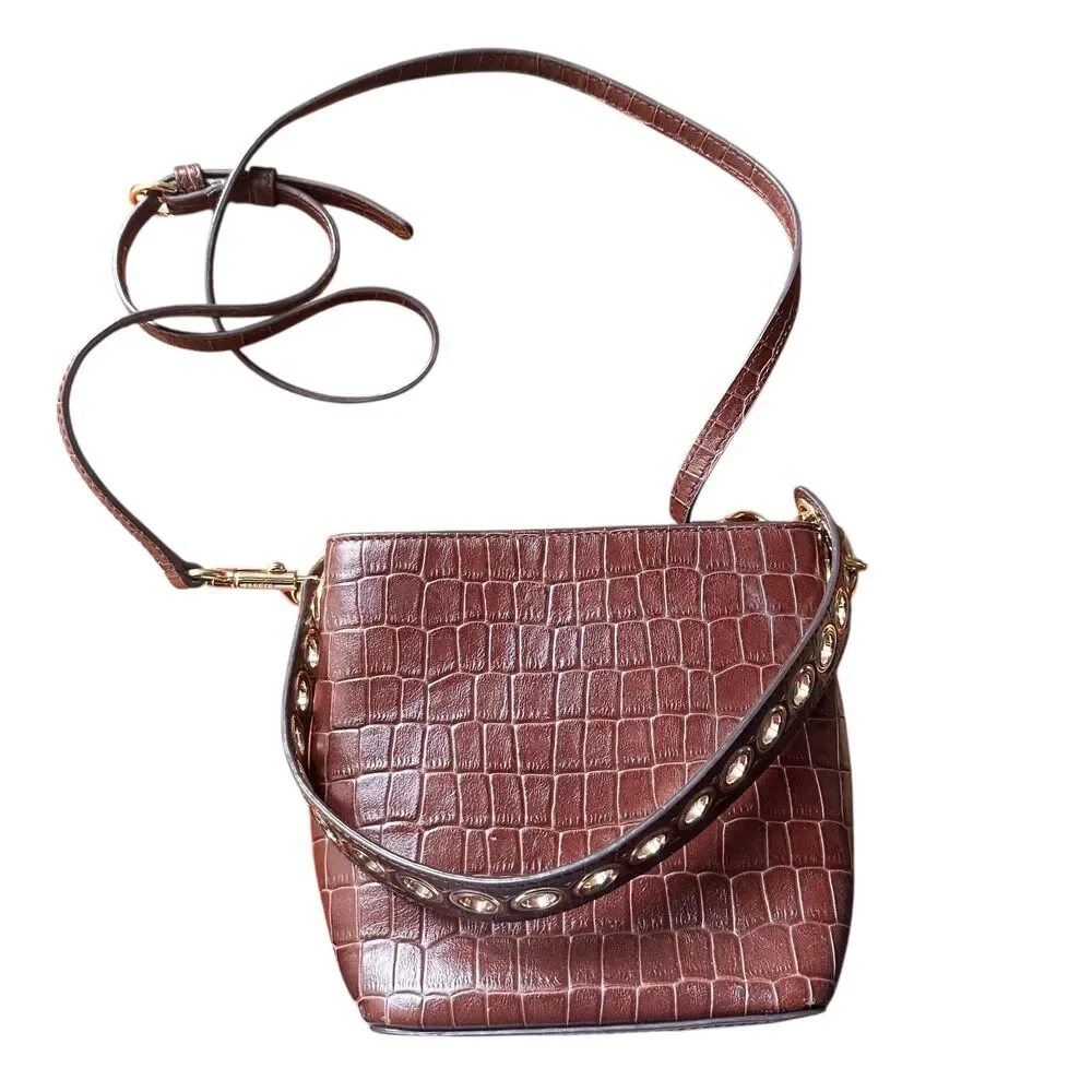 SANDRO‎ Adele Two-Way Leather Bucket Bag Chocolate